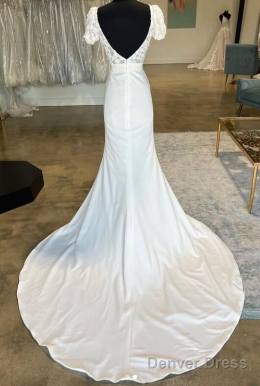 Open Back Satin Lace Mermaid Wedding Dresses Secondary image