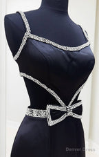 Open Back Satin Long Prom Dresses with Cutouts and Bow Embellishments
