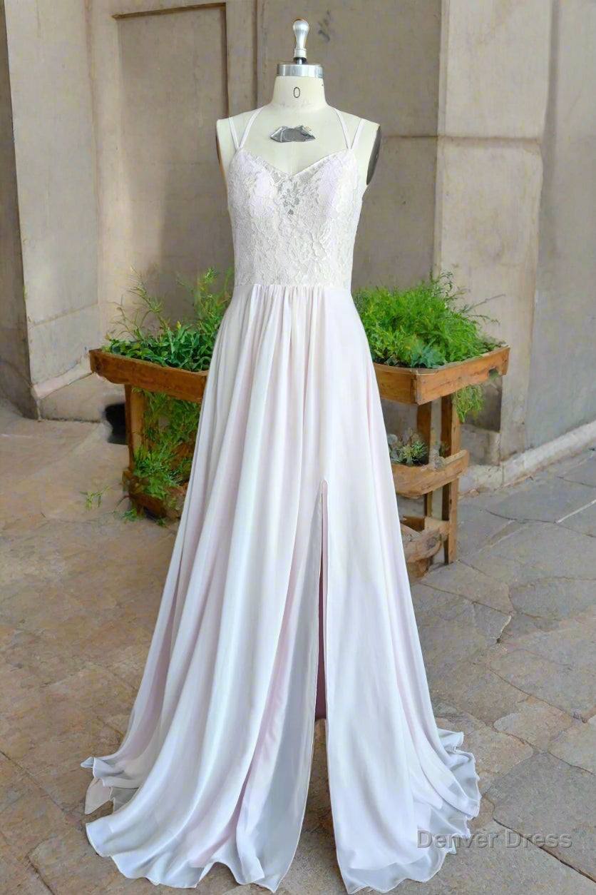 Open Back Spaghetti Straps Bridesmaid Dresses Thigh Slit Slim Fitting Long Gowns Secondary image