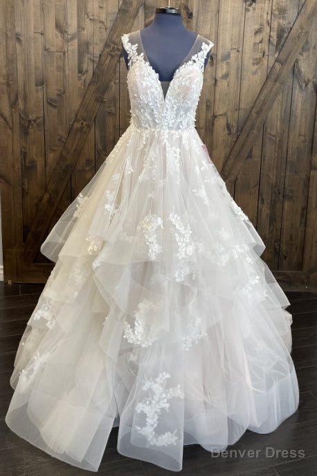 Open Back Tulle/Lace Wedding Dress with Ruffle Skirt Main image