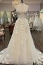 Open Back V Neck A Line Wedding Dress, Bridal Gowns ,Dresses For Brides