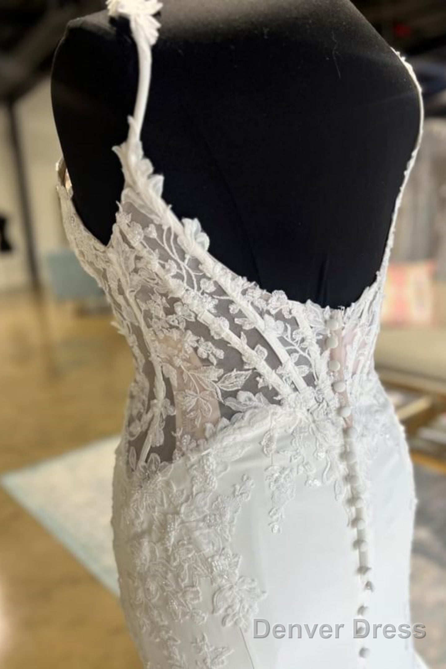 Open Back V Neck Mermaid White Lace Long Prom Dresses With Train, White Lace Wedding Dresses, White Formal Evening Dresses A2132