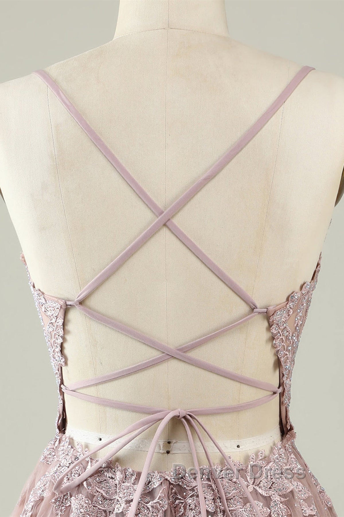 Open Back V Neck Pink Lace Appliques Prom Dress, Pink Lace Homecoming Dress, Short Pink Prom Graduation Prom Dresses