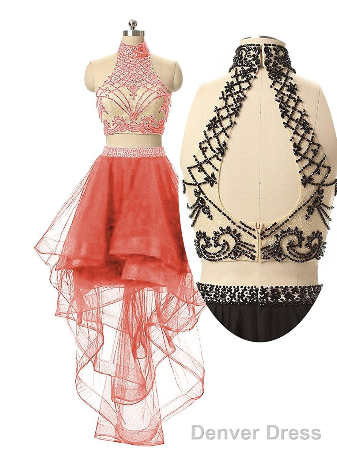 Orange 2 Pieces Homecoming Dresses
