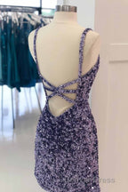 Orange One Shoulder Sequined Homecoming Dresses
