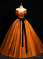 Orange Satin off the Shoulder Sequins Quinceanera Dresses