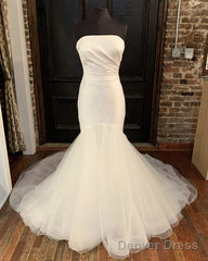 Organza And Satin Mermaid Wedding Dress Strapless