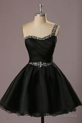 Organza Homecoming Dress,One-Shoulder Graduation Dress
