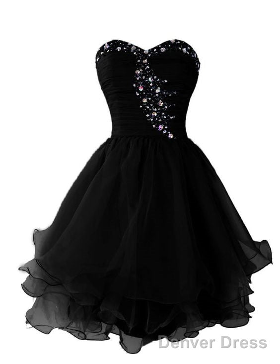 Organza Short Beaded Cute Homecoming Dresses, Lovely Sweetheart Prom Dress
