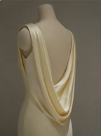 Pastel Yellow Satin Backless Mermaid Long Prom Dresses