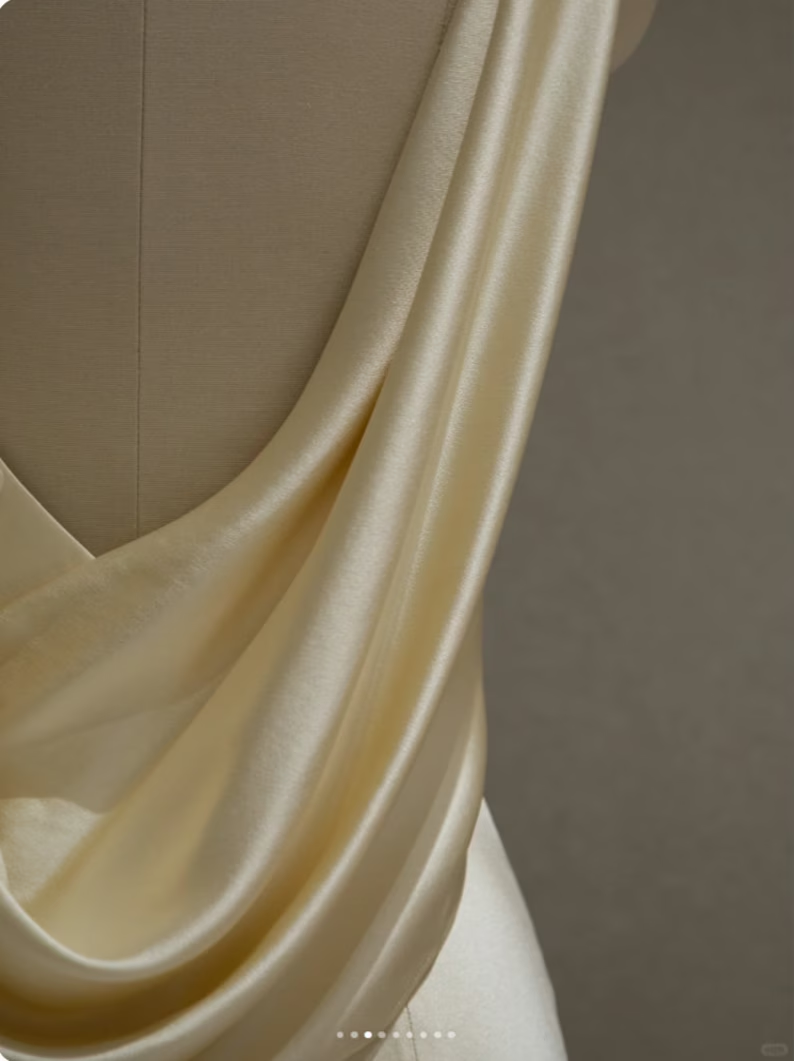 Pastel Yellow Satin Backless Mermaid Long Prom Dresses