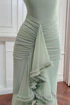 Pea Green Suspender Long Dresses