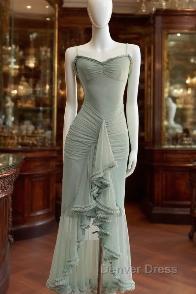 Pea Green Suspender Long Dresses Main image