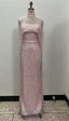 Pearl Pink Beading Prom Dress Sweep Train High Neck Zipper Sleeveless Prom Dresses