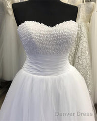 Pearl Sweetheart Tulle Wedding Dresses