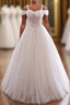 Pearl Pink Straps A Line Tulle Long Prom Dresses with Pearls, Long Prom Gowns