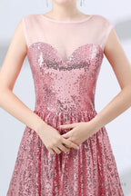 Pink A Line Sequined Short Homecoming Dresses
