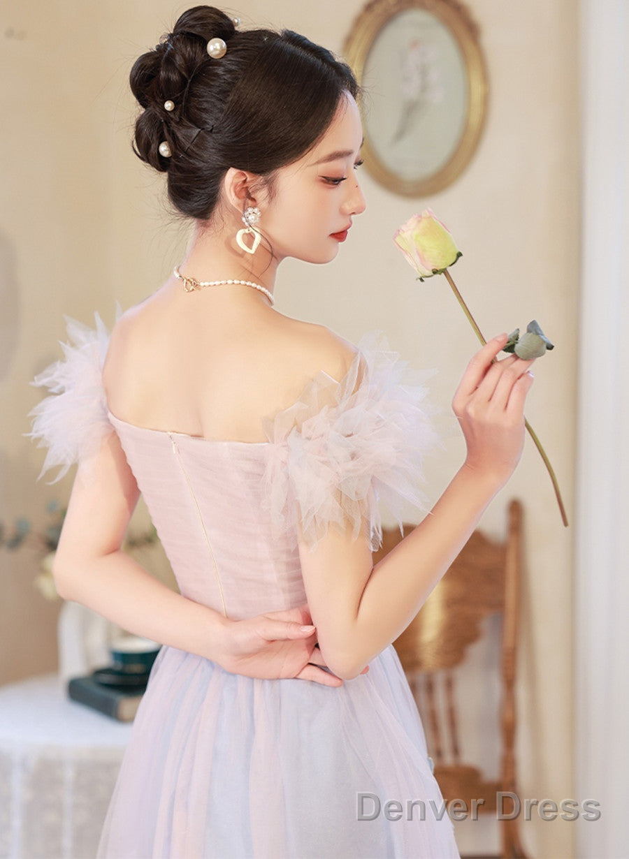 Pink And Blue Short Prom Dress Off Shoulder Prom Dress, Cute Homecominig Dresses