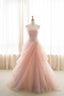 Pink Ball Gown One Shoulder Tulle Appliques Wedding Dress  Prom Dress
