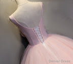 Pink Ball-Gown Organza Floor-Length Prom Dress with Appliqued