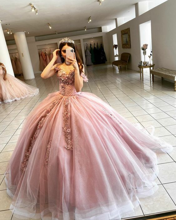 Pink Ball Gowns Prom Long Dresses Sweetheart Corset