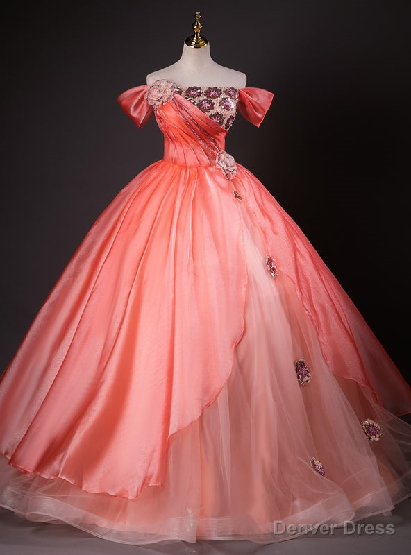 Pink Ball Gowns Sequins Tulle Quinceanera Dresses Main image