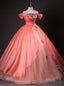 Pink Ball Gowns Sequins Tulle Quinceanera Dresses