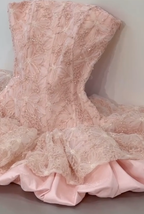 Pink Ball Gowns Strapless Satin Lace Short Homecoming Dresses 17Th Birthday Outfits