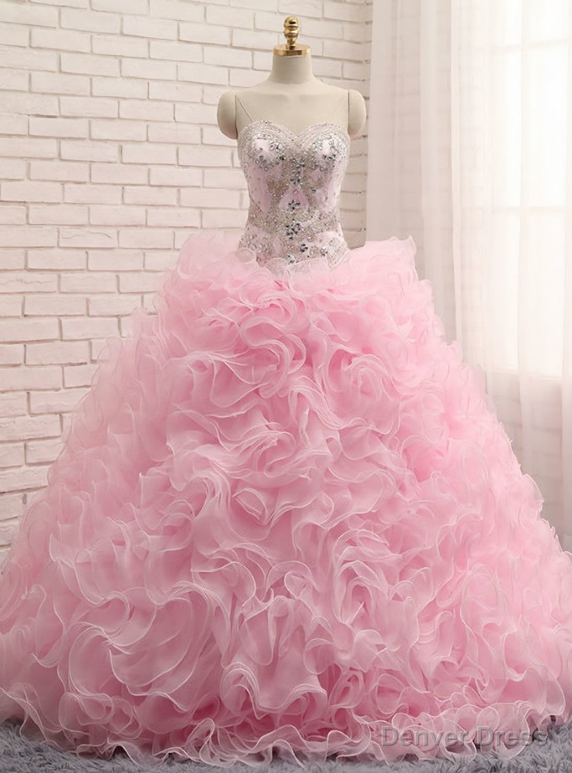 Pink Ball Gown Sweetheart Organza Ruffles Quinceanera Dresses Main image