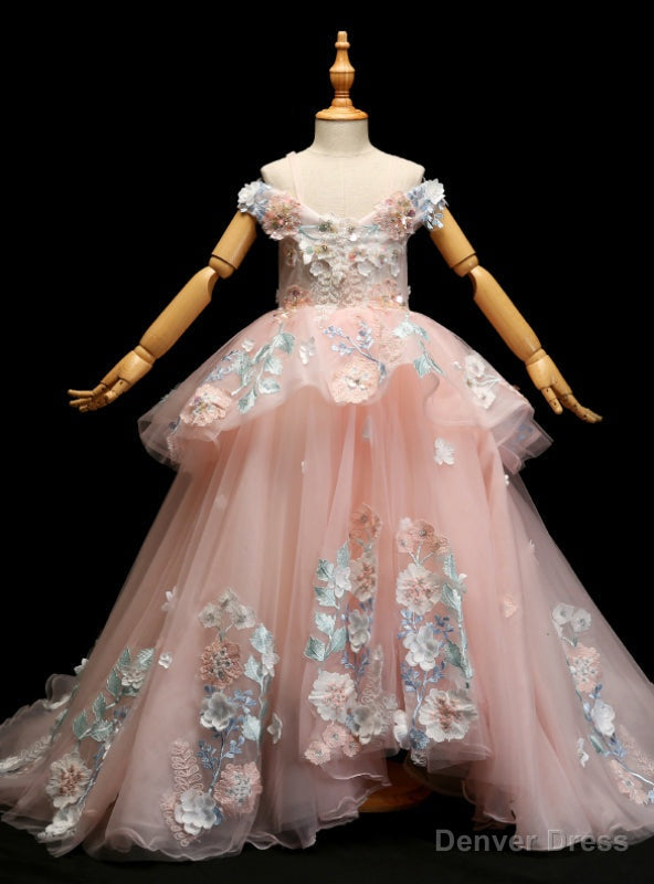 Pink Ball Gowns Tulle Applqiues Off The Sholuder Princess Dresses Main image