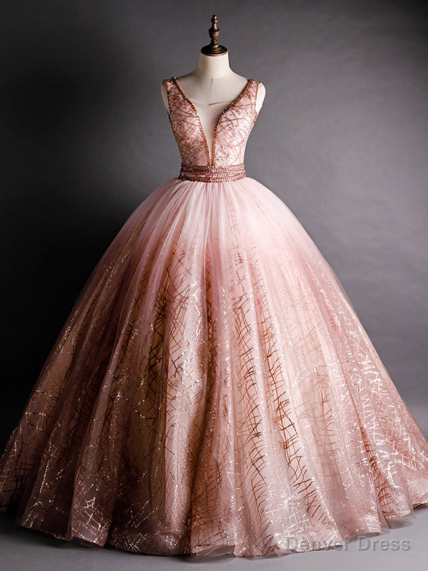 Pink Ball Gowns Tulle Sequins Bling Bling Beading Quinceanera Dresses Main image