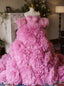 Pink Ball Gowns Tulle Strapless Princess Quinceanera Dresses
