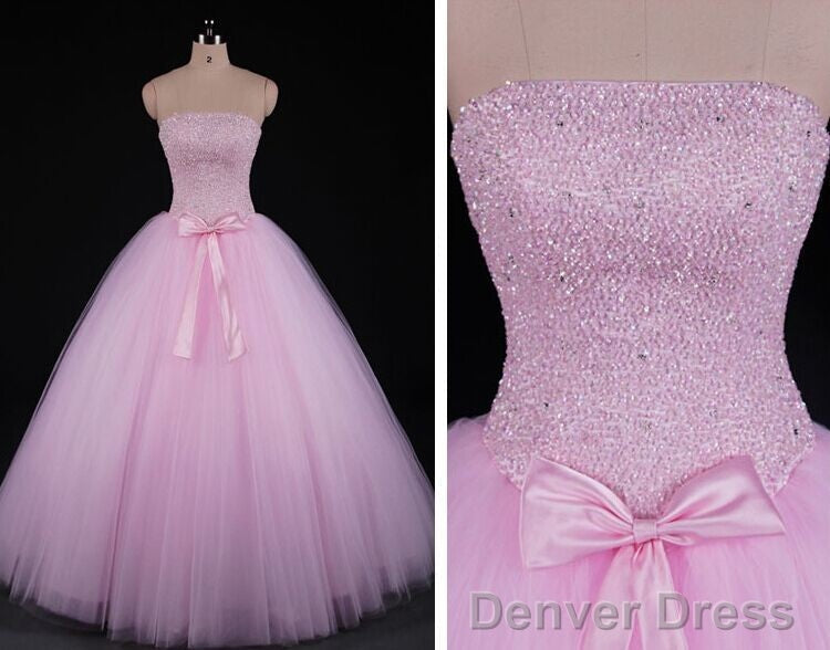 Pink Beaded Gorgeous Long Sweet 16 Dresses, New Style Formal Dresses Secondary image