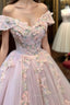 Pink Butterfly Embroidery Ball Gowns Dresses