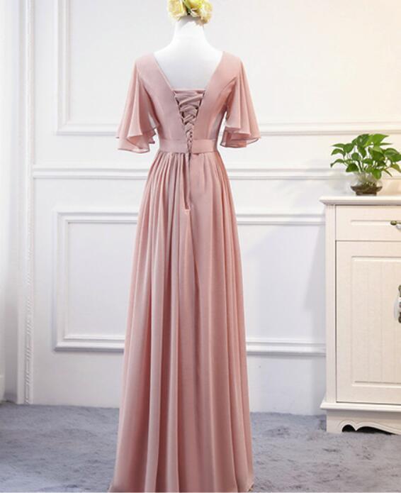 Pink Chiffon Bridesmaid Dresses , Long Prom Gowns Secondary image