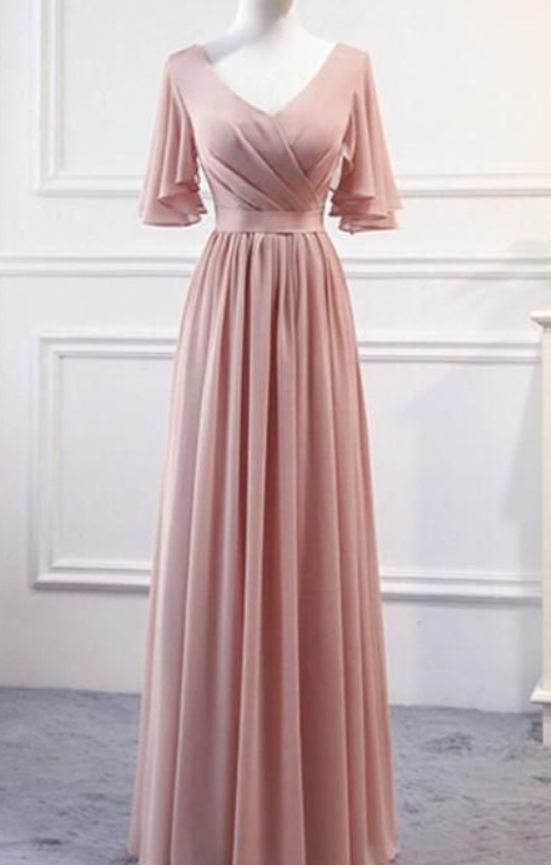 Pink Chiffon Bridesmaid Dresses , Long Prom Gowns Main image