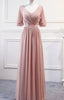 Pink Chiffon Bridesmaid Dresses , Long Prom Gowns
