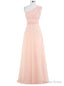 Pink Chiffon Floor Length A Line One Shoulder Bridesmaid Dresses