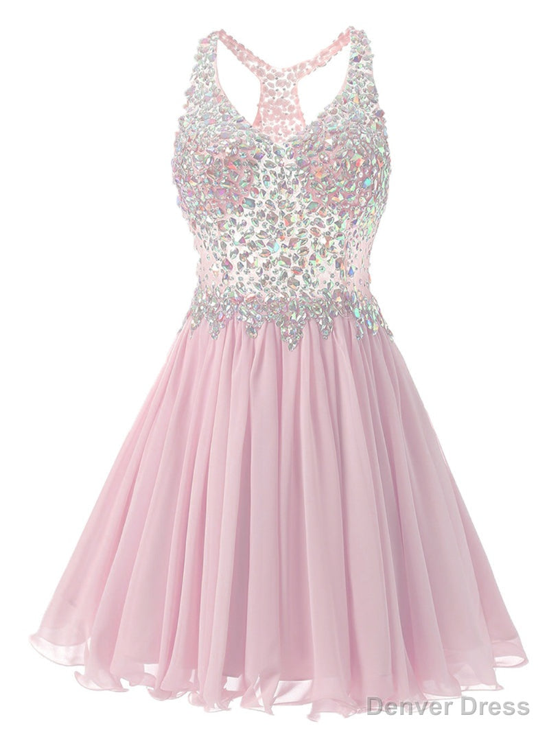 Pink Chiffon V-neck Homecoming Dress Main image
