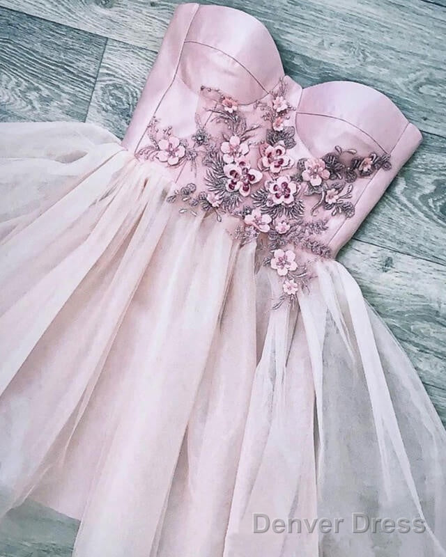 Pink Corset Mini Dresses With 3D Flowers Main image