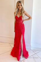 Pink Corset Sweetheart Long Lace Prom Dress with Slit