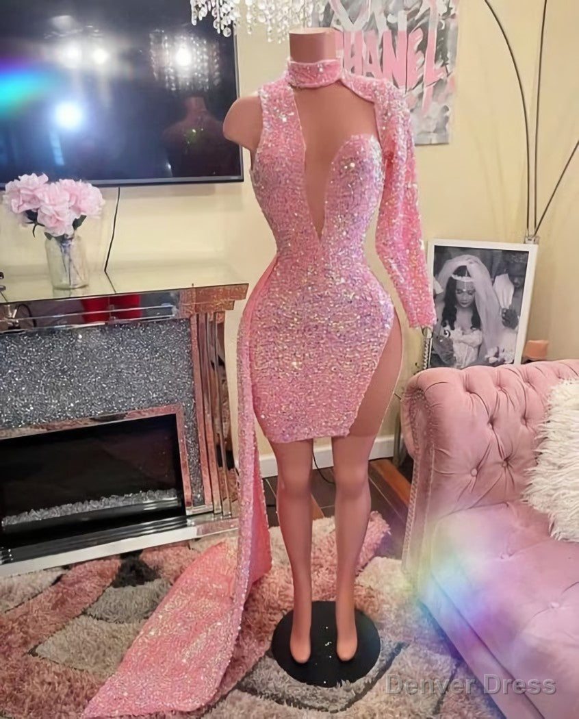 Pink Prom Dress, Sparkly Prom Dress, Glitter Prom Dress, Sexy Prom Dresses