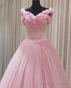 Pink Flowers Quinceanera Dresses Ball Gowns Off The Shoulder