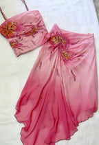 (Out Of Stock)Pink Gorgeous Exquisite Beaded Spaghetti Strap Long Chiffon Elegant Suit Ball Gowns Prom Dress Prom Dress