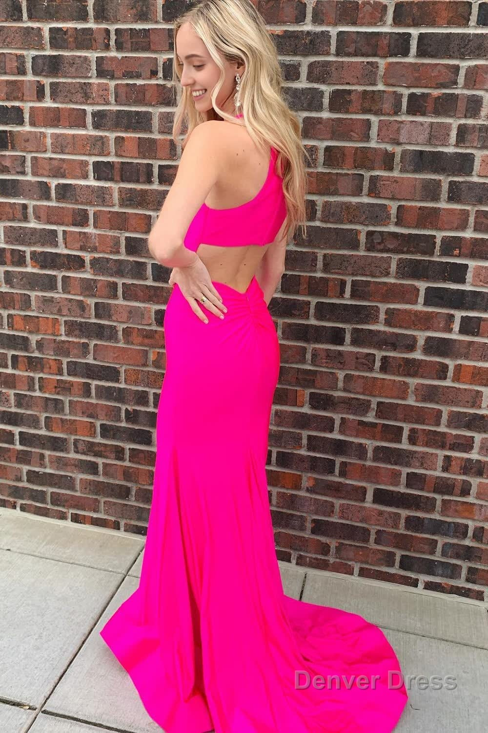 Pink Halter Keyhole Mermaid Long Prom Dresses Secondary image