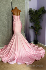 Pink High Neck Mermaid Beading Satin Prom Dress