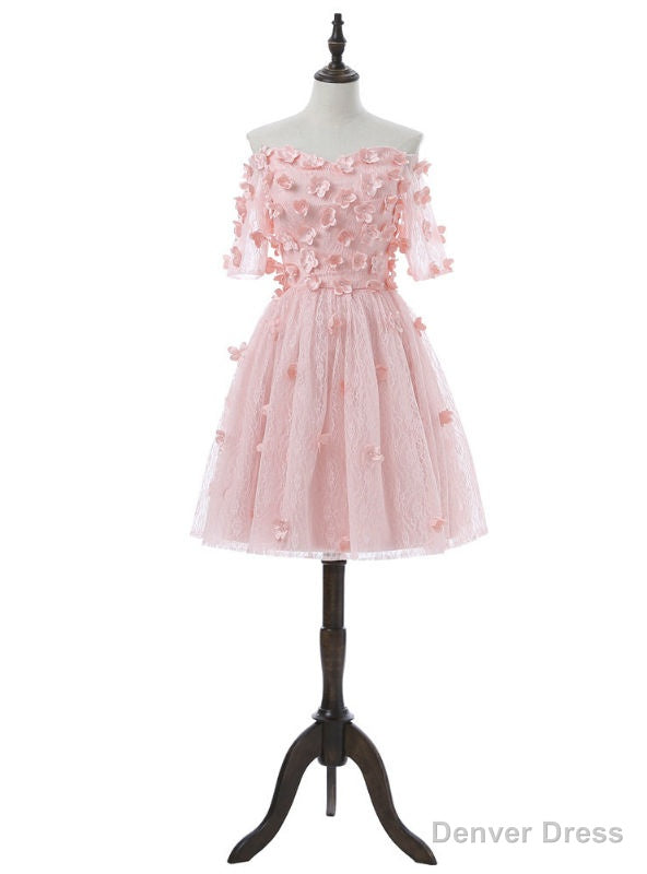 Pink Homecoming Dresses A Line Short Sleeves Main image
