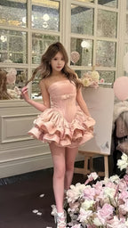 Pink Homecoming Dress Mini Prom Dress Birthday Prom Graduation Dresses