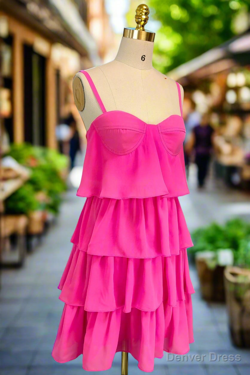 Pink Homecoming Dress Sweetheart A Line Spaghetti Straps Mini Cocktail Prom Dresses for Teens
