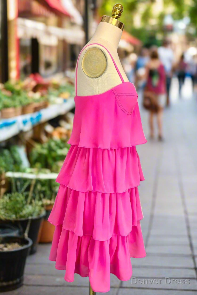 Pink Homecoming Dress Sweetheart A Line Spaghetti Straps Mini Cocktail Prom Dresses for Teens